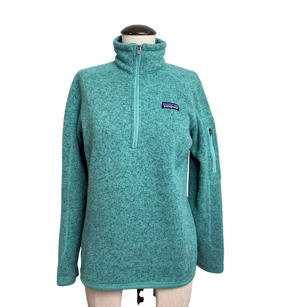 Patagonia Better Sweater 1/4 Zip Fleece Pullover Heather Green Womens Medium